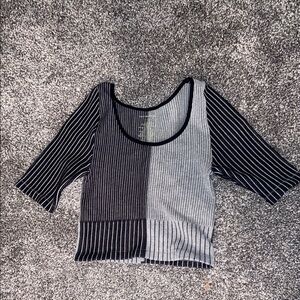 Striped Black and Gray Women's Top